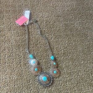 Charming Charlie Silver and Blue Necklace with Turquoise Pendants